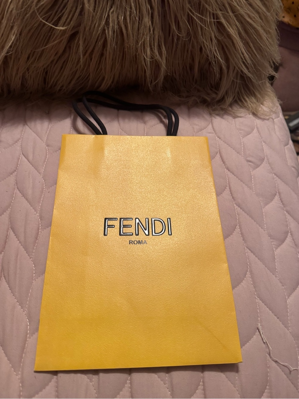 Fendi Yellow Paper Tote with Black Rope Handles